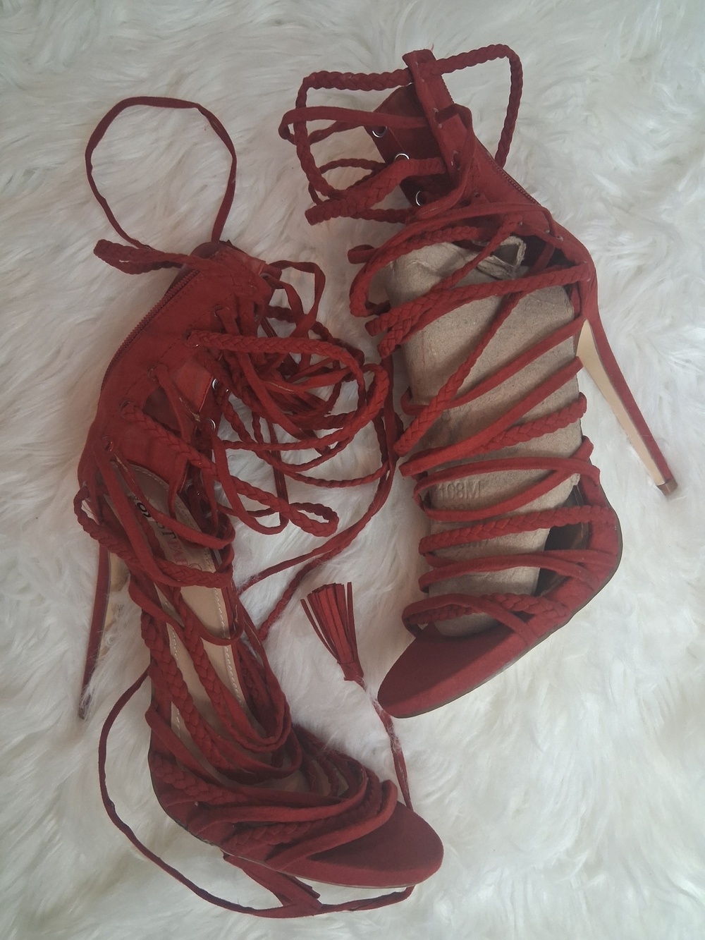 Just Fab Red Lace Up Heels